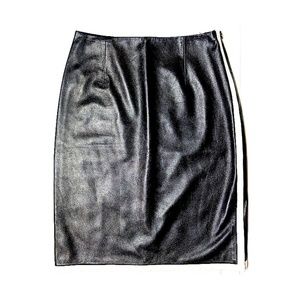 Carlisle 100% leather skirt VTG Black w White Trim